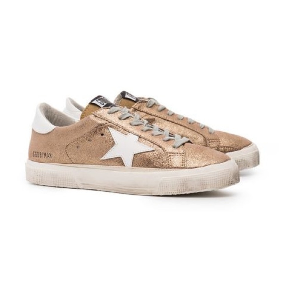 Golden Goose May Metallic Leather Sneakers
